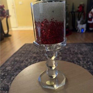 Elegant Red and Silver Candle Holder